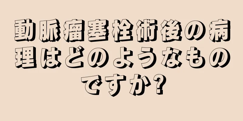 動脈瘤塞栓術後の病理はどのようなものですか?