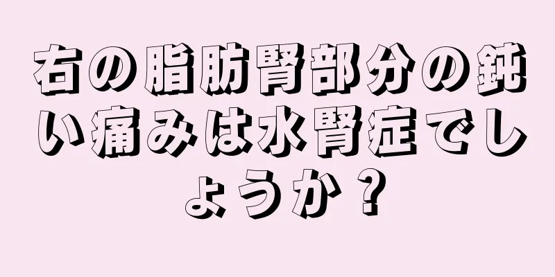 右の脂肪腎部分の鈍い痛みは水腎症でしょうか？
