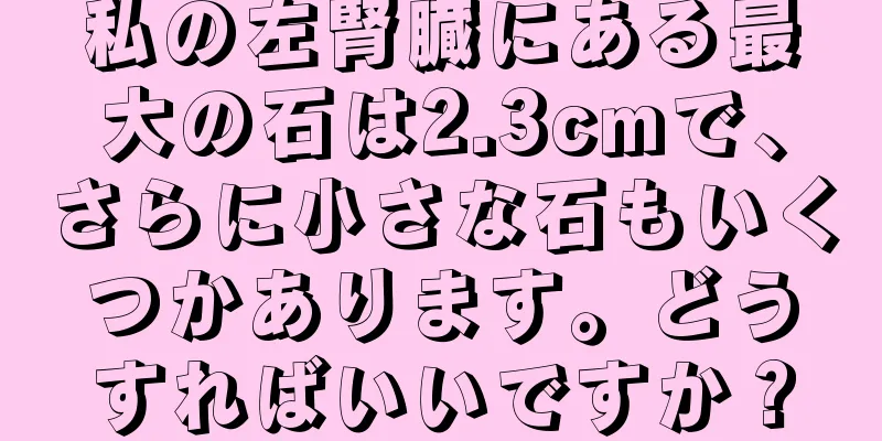 私の左腎臓にある最大の石は2.3cmで、さらに小さな石もいくつかあります。どうすればいいですか？