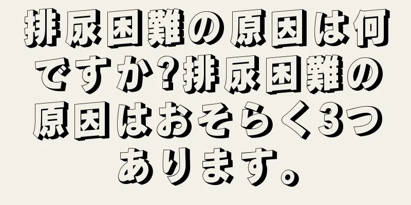 排尿困難の原因は何ですか?排尿困難の原因はおそらく3つあります。
