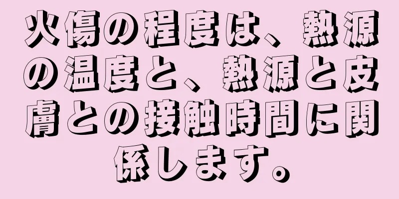 火傷の程度は、熱源の温度と、熱源と皮膚との接触時間に関係します。