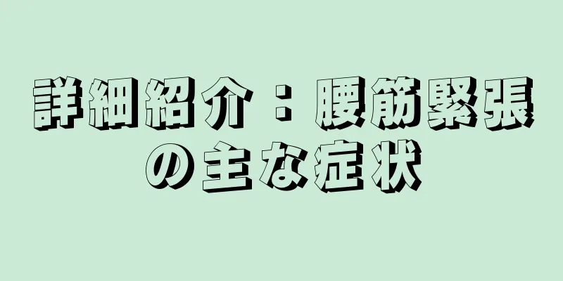 詳細紹介：腰筋緊張の主な症状