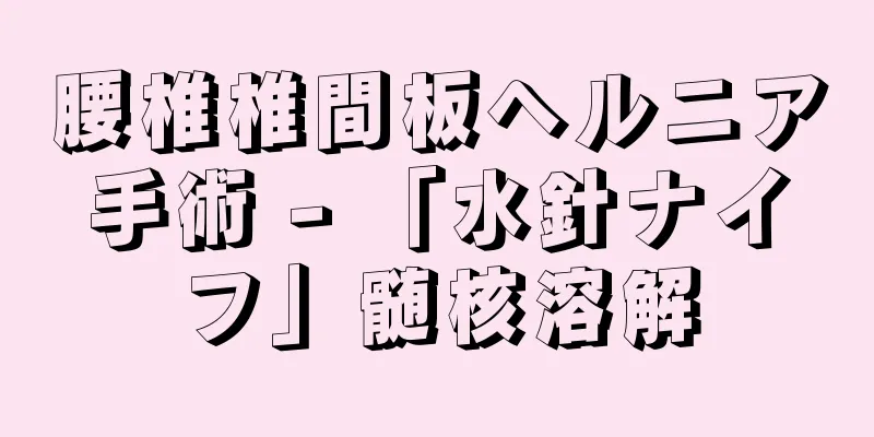 腰椎椎間板ヘルニア手術 - 「水針ナイフ」髄核溶解