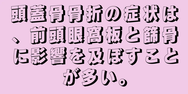 頭蓋骨骨折の症状は、前頭眼窩板と篩骨に影響を及ぼすことが多い。