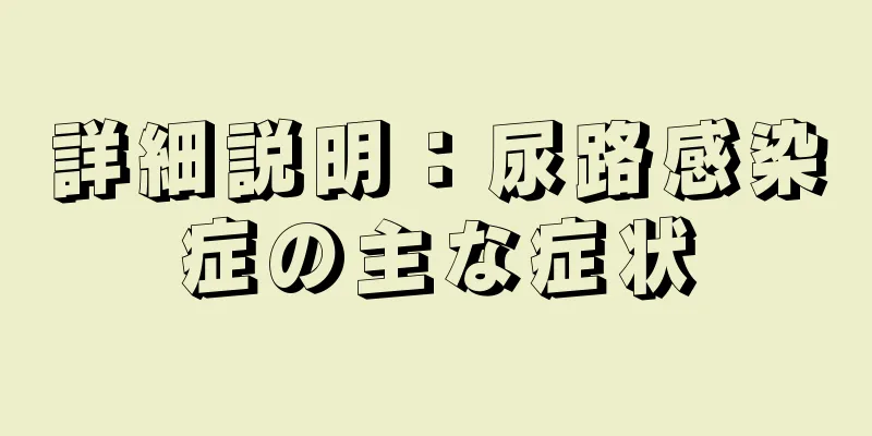 詳細説明：尿路感染症の主な症状