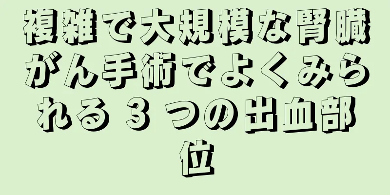 複雑で大規模な腎臓がん手術でよくみられる 3 つの出血部位