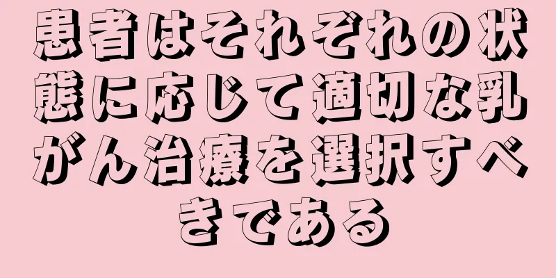 患者はそれぞれの状態に応じて適切な乳がん治療を選択すべきである