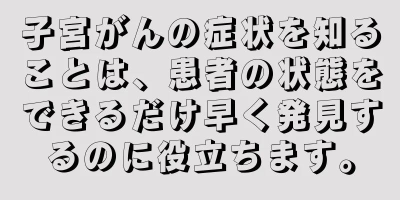 子宮がんの症状を知ることは、患者の状態をできるだけ早く発見するのに役立ちます。